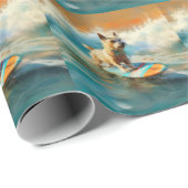 Papier Cadeau Biewer Terrier Plage Surf Peinture (Coin rond)