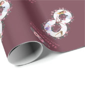 Papier Cadeau Big 8th Birthday Girl Photo Collage Fleur rose (Coin rond)