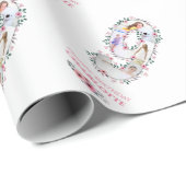 Papier Cadeau Big 9th Birthday Girl Photo Collage Fleur rose (Coin rond)