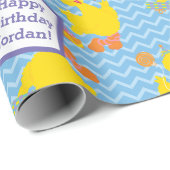 Papier Cadeau Big Bird Party Chevron Motif (Coin rond)