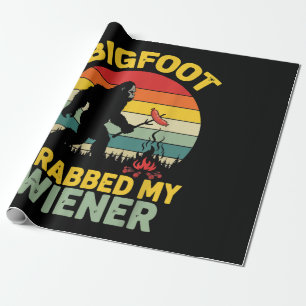 Papier Cadeau Big Foot a attrapé mon hot dog drôle Sasquatch