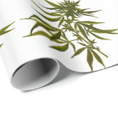 Papier Cadeau Big Green Buds sur Blanc Personnalisé (Coin rond)