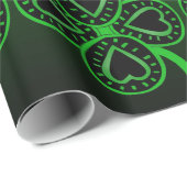 Papier Cadeau Big Hearts Clovers St Patrick Green Wrapper Paper (Coin rond)