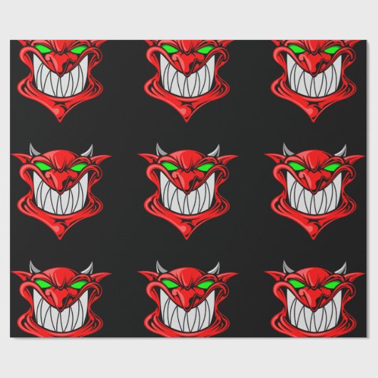 Papier Cadeau Big Red Devil sur Black (Plat)
