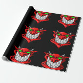 Papier Cadeau Big Red Devil sur Black (Déroulé)