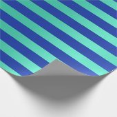 Papier Cadeau Big Stripes Lines Indigo Cobalt Blue Water Aqua (Coin)