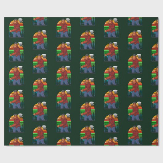 Papier Cadeau Bigfoot Lumberjack Avec Ax Sasquatatch Forester Fu (Plat)