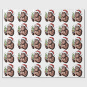 Papier Cadeau Bigfoot Père Noël Funny Sasquatch Holding Matcha X (Plat)