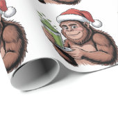Papier Cadeau Bigfoot Père Noël Funny Sasquatch Holding Matcha X (Coin rond)