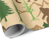 Papier Cadeau Bigfoot Squatchin dans les Bois Anniversaire (Coin rond)