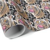 Papier Cadeau Biggie the Bulldog Animal Gram Wrapper Paper (Coin rond)