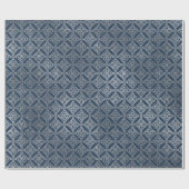 Papier Cadeau Bijoux Arabesque Marocain bleu marine Argent (Plat)
