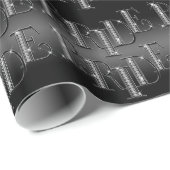 Papier Cadeau Bijoux de diamant de jeune mariée sur l'éclat noir (Coin rond)