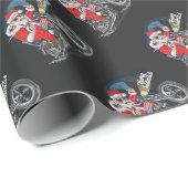 Papier Cadeau Biker Père Noël (Coin rond)