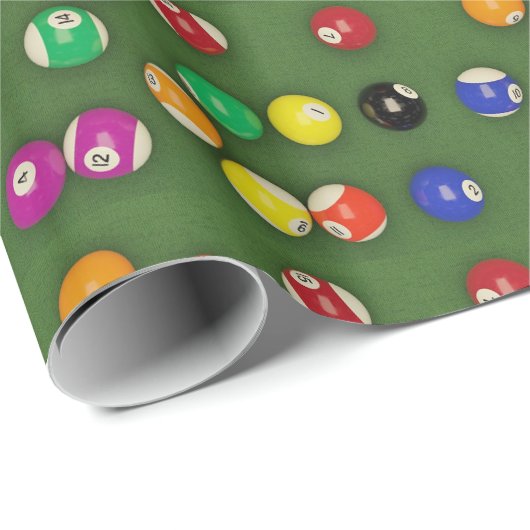 Papier Cadeau Billard Balls Pool Balls Sur Impression De Table (Coin rond)