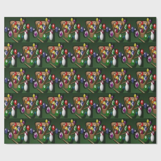 Papier Cadeau Billard Billard Balls Pool Ballons On Table Print (Plat)