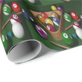 Papier Cadeau Billard Billard Balls Pool Ballons On Table Print (Coin rond)