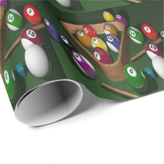 Papier Cadeau Billard Billard Balls Pool Ballons On Table Print (Coin rond)