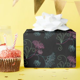 Papier Cadeau bille fleurie noire