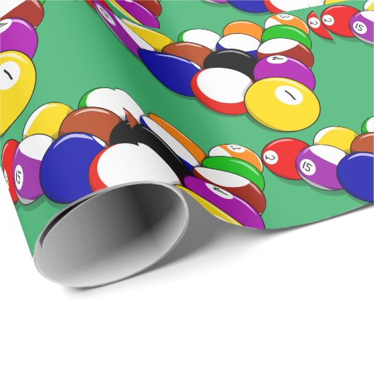 Papier Cadeau Billiards Design Wrapper Papier Rouleau (Coin rond)