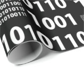 Papier Cadeau Binaire dans noir et le blanc (Coin rond)