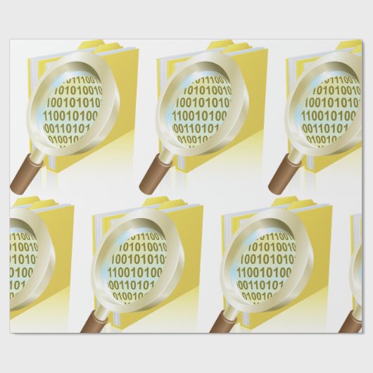 Papier Cadeau Binary Data Magnification de verre Recherche de fi (Plat)