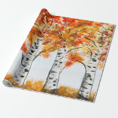 Papier Cadeau Birch Fall Birch Tree Automne Pays Feuille cadeau (Déroulé)