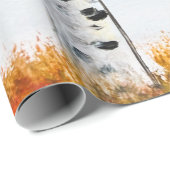 Papier Cadeau Birch Fall Birch Tree Automne Pays Feuille cadeau (Coin rond)