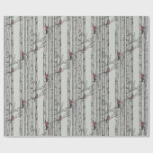 Papier Cadeau Birch Trees modernes et Red Cardinal Birds (Plat)