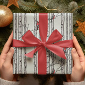 Papier Cadeau Birch Trees modernes et Red Cardinal Birds