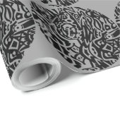 Papier Cadeau "Bird Creature" B&W Abstrait (Coin rond)