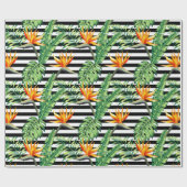 Papier Cadeau Bird of Paradise Black White Stripes Wrapper Pape (Plat)