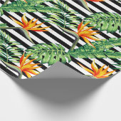 Papier Cadeau Bird of Paradise Black White Stripes Wrapper Pape (Coin)
