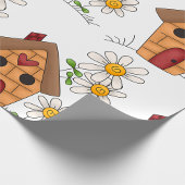Papier Cadeau Birdhouse Et Fleurs
