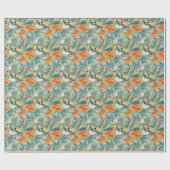 Papier Cadeau Birds Chinoiserie Mint Orange (Plat)