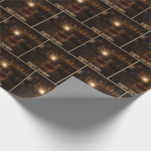 Papier Cadeau Birthday Party Sparkler In a Glass Of Whiskey (Coin)