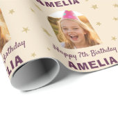 Papier Cadeau Birthday Personalized Photo Wrapping  (Coin rond)