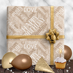 Papier Cadeau Birthday Word Cloud Grandma Mocha ID276
