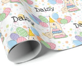 Papier Cadeau Biscuit Blanc Samoyé Chien Anniversaire (Coin rond)