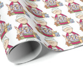 Papier Cadeau biscuits de cuisson à carreaux festifs Mme Claus (Coin rond)