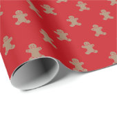 Papier Cadeau Biscuits en pain d'épice motif rouge Noël (Coin rond)