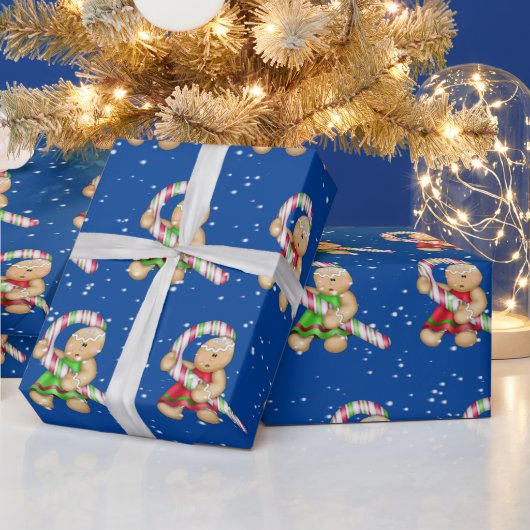 Papier Cadeau Biscuits En Pain D'Or Dans Les Snowflakes (Vacances)