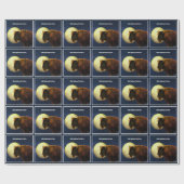 Papier Cadeau Bison américain, Pleine lune et étoile (Plat)