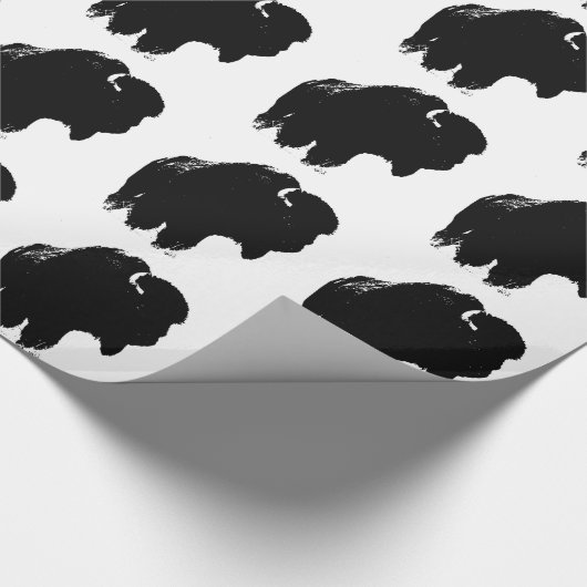 Papier Cadeau Bison de bison noir et blanc Pop Art (Coin)