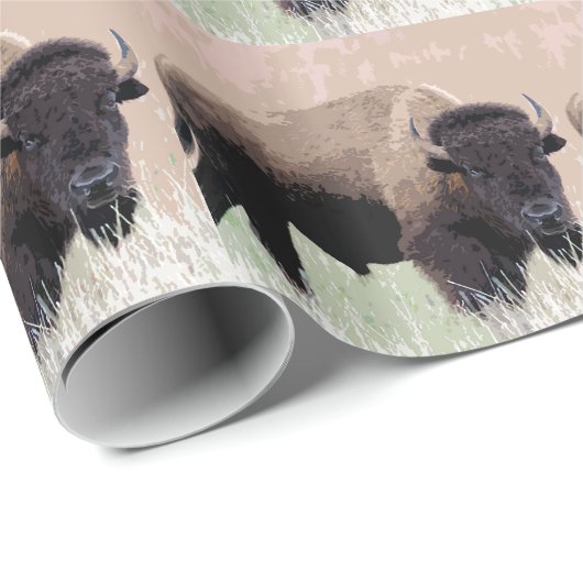 Papier Cadeau Bison de Buffalo (Coin rond)