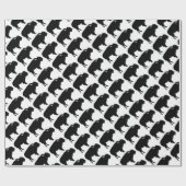 Papier Cadeau Bison noir et blanc Silhouette Pop Art (Plat)