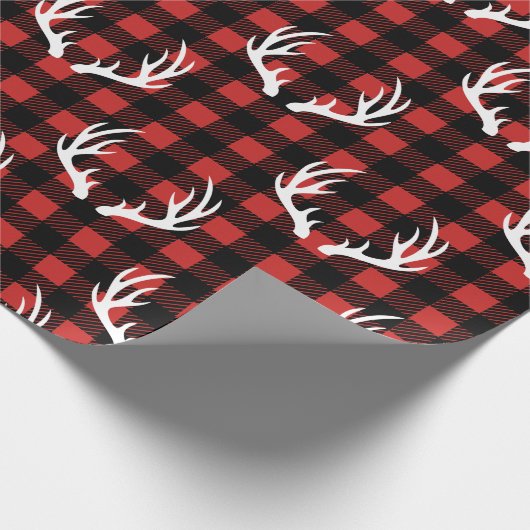 Papier Cadeau Bison noir rustique plaqué blanc cerf Antlers (Coin)