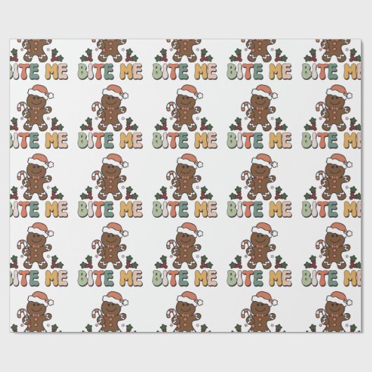Papier Cadeau Bite Me Gingpain Super Noël (Plat)