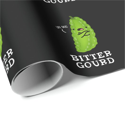 Papier Cadeau Bitter Gourd Funny Veggie Pun Dark BG (Coin rond)