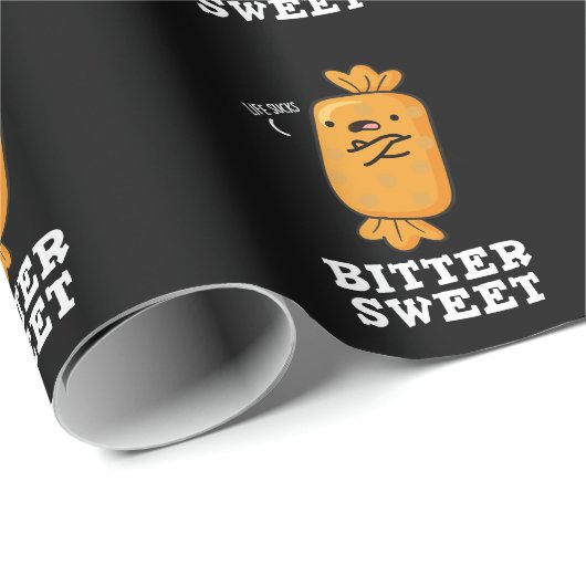 Papier Cadeau Bitter Sweet Funny Candy Pun Dark BG (Coin rond)